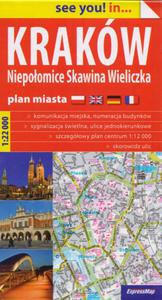 Plan miasta. Krakw, Niepoomice, Skawina, Wieliczka. 1:22 000 papierowy - 2857771727