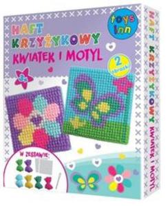 Haft krzyykowy 2 obrazki Kwiatek i motyl - 2857777745