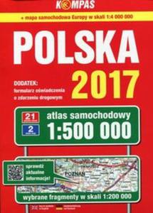 Atlas samochodowy Polski kompas 1:500 000/2017 - 2857809951