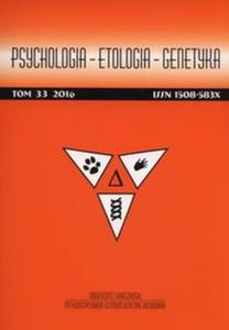 Psychologia Etologia Genetyka Tom 33/2016 - 2857810642