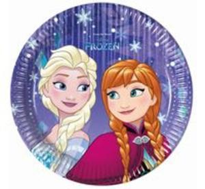 Talerzyki papierowe Frozen Snowflakes, 20 cm, 8 sztuk