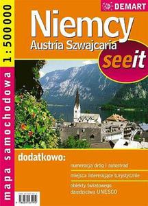 Niemcy, Austria, Szwajcaria. Mapa samochodowa 1:500 000 - 2825649817