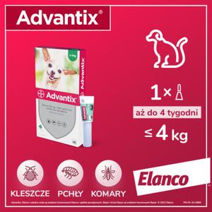 BAYER Advantix - dla psw do 4kg (4 pipety x 0,4ml) - 2858987141