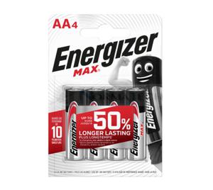 Bateria alkaliczna Energizer Alkaline MAX AA LR06 LR6 1,5V 4 sztuki blister R6 MN 1500 Mignon AM3...