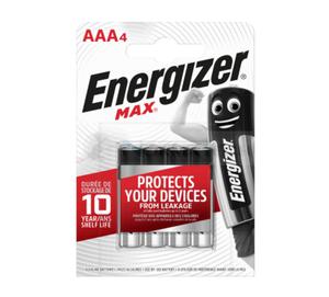 Bateria alkaliczna Energizer Alkaline MAX AAA LR03 1,5V 4 sztuki blister baterie alkaliczne