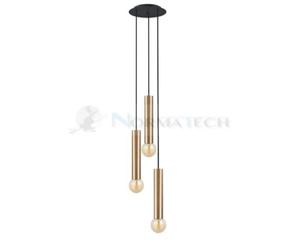 Lampa sufitowa wiszca punktowa Industrialna BATON SOLID BRASS III 7855 NOWODVORSKI Lighting E27 x3 Loft nowoczesna oprawa owietleniowa yrandol tuba zwis mosidz zota zoto-czarna potrjna zwis metal Inspiracje Premium - 2869269452