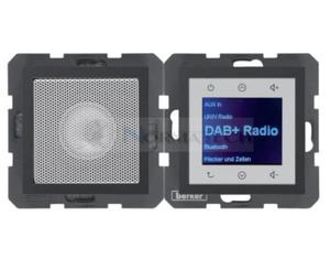 B.x Radio Touch DAB+ Bluetooth z gonikiem antracyt mat 30801606 HAGER BERKER Podtynkowe w gniazdku cianie B.Kwadrat B.3 B.7 - 2874064092