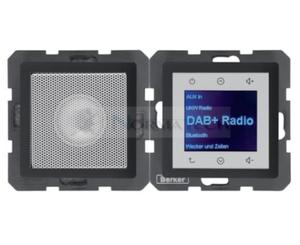 Q.x Radio Touch DAB+ Bluetooth z gonikiem aluminium aksamit 30806084 HAGER BERKER Podtynkowe w gniazdku cianie Q.1 Q.3 Q.7 - 2874064093