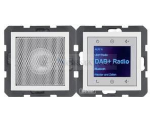 B.x Radio Touch DAB+ Bluetooth z gonikiem biay poysk 30808989 HAGER BERKER Podtynkowe w gniazdku cianie B.Kwadrat B.3 B.77 - 2874064100