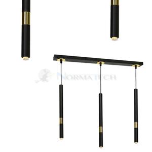 Lampa sufitowa wiszca yrandol punktowa Industrialna MONZA BLACK/GOLD 3xG9 8W MLP6334 3x G9 Loft nowoczesna oprawa owietleniowa tuba zwis czarny czarna zoty czarno zota Inspiracje Premium - 2877573020