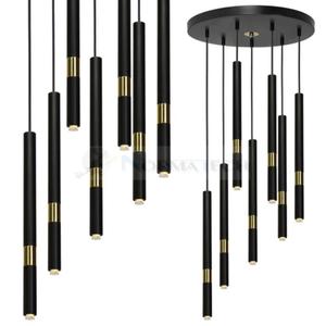 Lampa sufitowa wiszca yrandol punktowa Industrialna MONZA BLACK/GOLD 7xG9 8W MLP6385 7x G9 Loft nowoczesna oprawa owietleniowa tuba zwis czarny czarna zoty czarno zota Inspiracje Premium - 2877573022