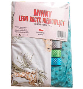 Kocyk niemowlcy Minky turkusowy safari - 2873603761