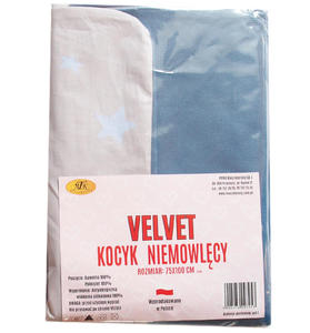 Kocyk niemowlcy Velvet niebieski z gwiazdkami - 2873603769