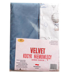 Kocyk niemowlcy Velvet niebieski z balonami - 2873603770