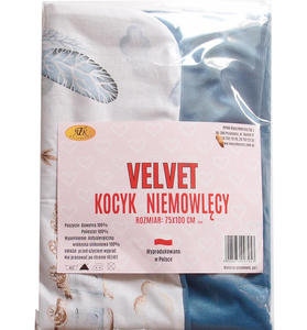 Kocyk niemowlcy Velvet niebieski i pirko - 2873603771