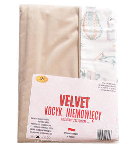 Kocyk niemowlcy Velvet beowy i balony - 2873603773