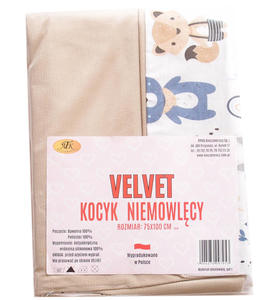 Kocyk niemowlcy Velvet beowy z misiami - 2873603774