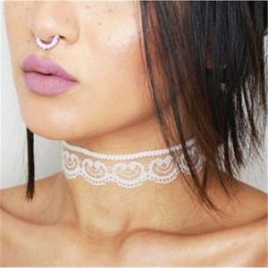 Choker koronkowy biay - 2860792303