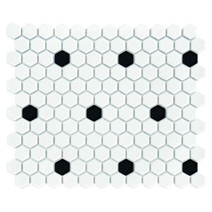 Mini Hexagon B&W Spot 26x30 mozaika dekoracyjna - 2859201449