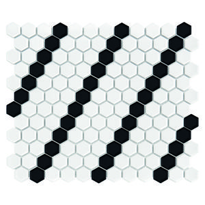 Mini Hexagon B&W Lean 26x30 mozaika dekoracyjna - 2859201452