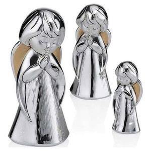 Figurka anioka na prezent srebrna komunijna na chrzest dekoracyjna | Rozmiar: H 7 cm | SKU: VR 17884 - 2868801318