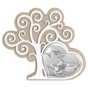Srebrny obrazek na chrzest nowoczesny Drzewo ycia pamitka chrztu serce | Rozmiar: 17.3x15 cm | SKU: BC6587/3 - 2875725410