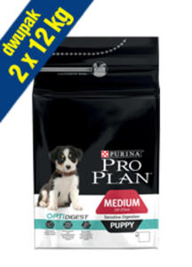 PRO PLAN PUPPY MEDIUM SENSITIVE DIGESTION wyprzeda 2x12kg - 2837834136