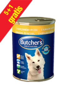 BUTCHERS Z KURCZAKIEM I RYEM - KARMA DLA PSA 5x390g + 1gratis - 2836309579