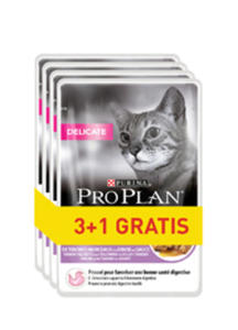 PRO PLAN CAT NUTRISAVOUR DELICATE Z INDYKIEM 3+1 gratis - 2845198242