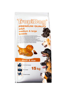 TROPIDOG PREMIUM ADULT MEDIUM & LARGE KACZKA I RY 15 kg - 2856348179