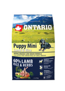 ONTARIO PUPPY MINI LAMB AND RICE KARMA HYPOALERGICZNA DLA SZCZENIT RAS MAYCH 2,25kg