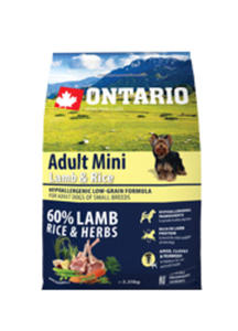 ONTARIO ADULT MINI LAMB AND RICE KARMA HYPOALERGICZNA DLA PSW RAS MAYCH 750 g - 2843155962