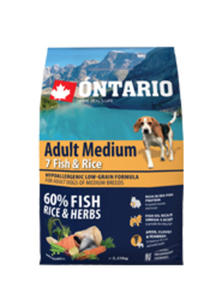 ONTARIO ADULT MEDIUM 7 FISH AND RICE KARMA HYPOALERGICZNA DLA PSÓW RAS REDNICH 750 g