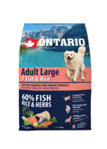 ONTARIO ADULT LARGE 7 FISH AND RICE KARMA HYPOALERGICZNA DLA PSW RAS DUYCH 2,25kg - 2845198225