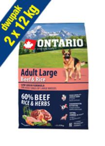 ONTARIO ADULT LARGE BEEF AND TURKEY KARMA HYPOALERGICZNA DLA PSÓW RAS DUYCH 2x12kg