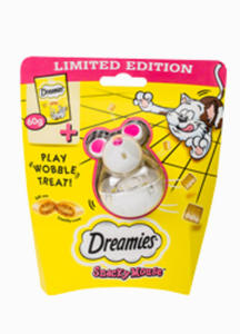 DREAMIES PRZYSMAK W ZESTAWIE Z ZABAWK DYSPENSEREM przysmak+zabawka - 2843156029