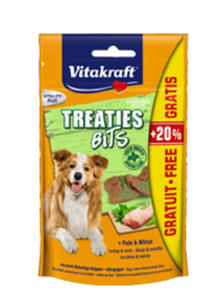 VITAKRAFT TREATIES BITS Z INDYKIEM I MIT PRZYSMAK DLA PSA 120g +20% gratis - 2855493710