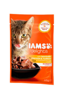 IAMS CAT DELIGHTS MOKRA KARMA DLA KOTA - z kurczakiem i indykiem 6x85 g - 2864154760