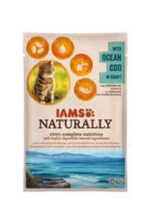 IAMS CAT NATURALLY MOKRA KARMA DLA KOTA - z dorszem 6x85 g - 2858259374