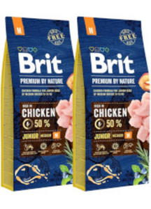 BRIT PREMIUM BY NATURE JUNIOR MEDIUM KARMA DLA SZCZENIAKA 2x15 kg - 2860438674