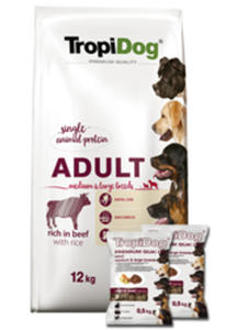 TROPIDOG PREMIUM ADULT MEDIUM / LARGE WOOWINA I RY 12kg +1kg gratis - 2863187577