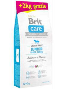 BRIT CARE GRAIN FREE JUNIOR LARGE SALMON & POTATO 12+2kg gratis - 2867321645