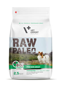 VET EXPERT RAW PALEO ADULT MINI MONOPROTEIN KARMA DLA PSA indyk 2,5 kg - 2860439403