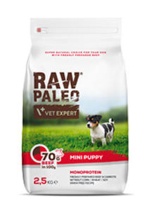 VET EXPERT RAW PALEO PUPPY MINI MONOPROTEIN KARMA DLA PSA woowina 2,5 kg - 2863272648