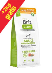 BRIT CARE SUSTAINABLE ADULT MEDIUM CHICKEN INSECT KARMA DLA PSA 12+2 kg gratis 12+2kg gratis - 2875979044