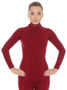 Bluza damska BRUBECK EXTREME WOOL z dugim rkawem - Bordowy - 2832679482