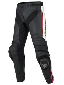 Spodnie skórzane Dainese Misano - black/white/red-fluo