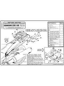 Stela pod kufer centralny Monokey i Monolock (Kawasaki ZZR 1100 93-01) - 2832662885