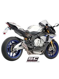 Ukad wydechowy DE-CAT z tumikiem CR-T NISKA POZYCJA (siatk tytanow na wylocie tumika) SC-Project do Yamaha YZF R1 / R1M [15-17] - 2857594193