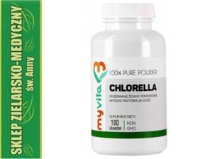 CHLORELLA PROSZEK 100g Witaminy A, B, C, E, Beta Karoten - 2848582775